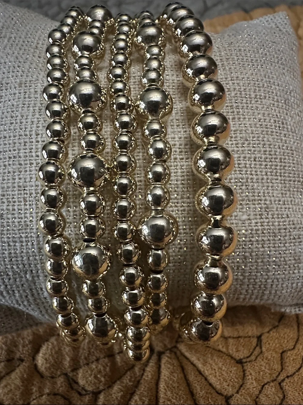 Classic Gold Beaded Stretch Bracelet - Women Jewelry 5 piece NWOT